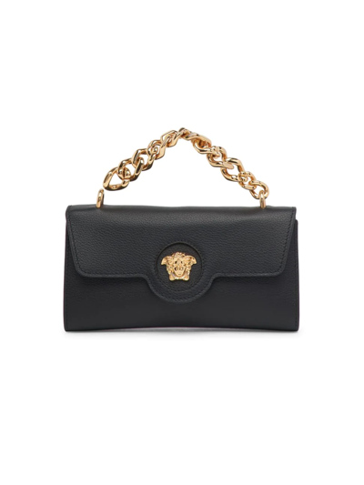 Versace La Medusa Leather Wallet-on-chain In Black