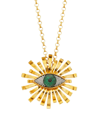 BEGÜM KHAN WOMEN'S ALL EYES ON YOU 24K-GOLD-PLATED, SYNTHETIC OPAL, & ROOT EMERALD PENDANT NECKLACE