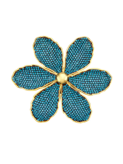 Begüm Khan Women's Botanical Garden 24k-gold-plated & Faux Turquoise Magnolia Brooch