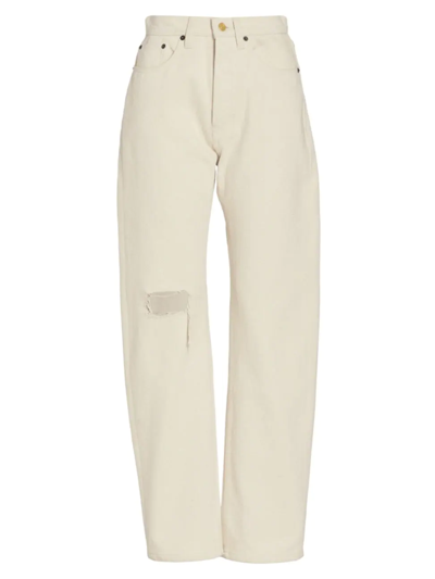Still Here Childhood Brand-embroidered Straight-leg High-rise Jeans In Bone