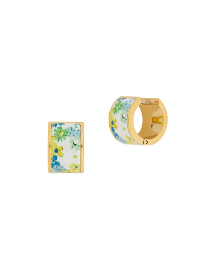 Kate Spade Goldtone & Floral Enamel Huggie Hoop Earrings In Multi Floral/gold