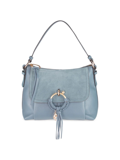 See By Chloé Small Joan Suede & Leather Hobo Bag In Stormy Sky