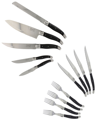 French Home Ultimate Laguiole Kitchen And Steak Knife Fork, Set Of 13 In Black