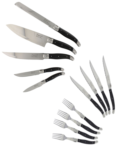 French Home Ultimate 13 Piece Laguiole Kitchen And Steak Knife & Fork Set In Black