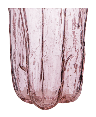 Kosta Boda Crackle Tall Vase In Pink