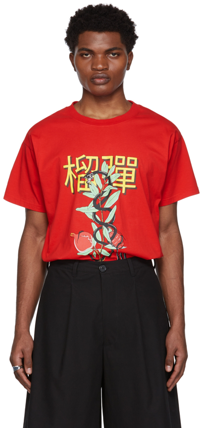 Lu'u Dan Ssense Exclusive Red Twisted Snake T-shirt In Red Plus Print A