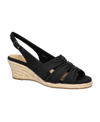 Bella Vita Women's Cheerful Espadrille Wedge Sandals Women's Shoes In Black Linen Print