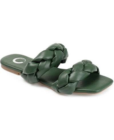 Journee Collection Arietta Braid Strap Slide Sandal In Green