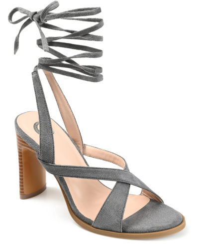Journee Collection Women's Adalee Tie-up Sandals In Gray