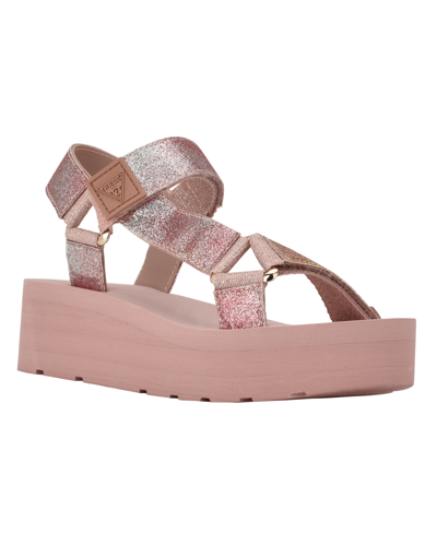 Guess Women's Avin Logo Sport Sandals In Rose Gold