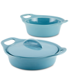 RACHAEL RAY CERAMIC CASSEROLE BAKERS WITH SHARED LID SET, 3-PIECE