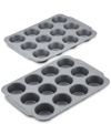 FARBERWARE NONSTICK BAKEWARE DOUBLE BATCH MUFFIN AND CUPCAKE PAN SET, 2-PIECE