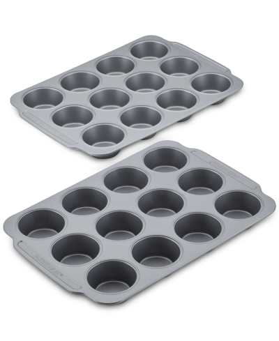 Farberware Nonstick Bakeware Double Batch Muffin And Cupcake Pan Set, 2-piece In Gray