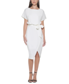Kensie Blouson Wrap Dress In Ivory