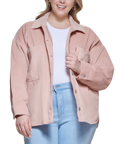 Levi's Trendy Plus Size Corduroy Cotton Shacket In Rose Mist
