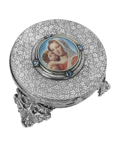 Symbols Of Faith Women's Nickel Decal Rosary Locket Box In Multi