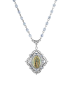 SYMBOLS OF FAITH SILVER-TONE BEADED CHAIN MARY PENDANT 15" ADJUSTABLE NECKLACE