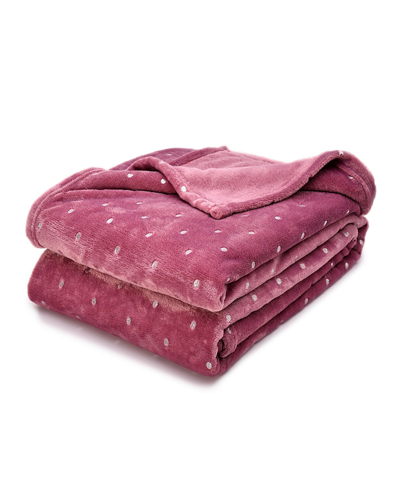 Superior Ultra -plush Polka Dot Fleece Blanket, Full/queen In Mauve