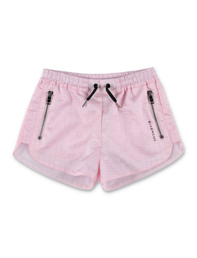 Givenchy Kids' Girl's Athletic Shorts In 4g Jacquard With Mesh Lining In Pink