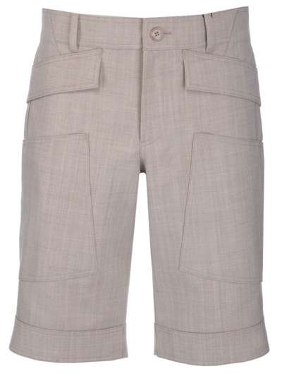 Burberry Multi Patched Pocket Shorts In Light Beige Mélange