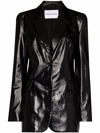 Stand Studio Black Galilea Faux-leather Blazer In Schwarz