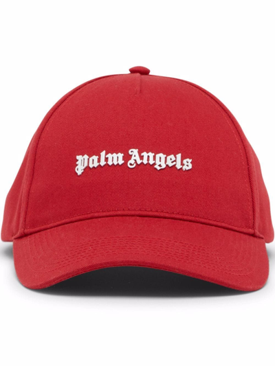 Palm Angels Logo-print Cotton Cap In Red