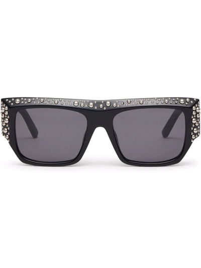 Palm Angels Casablanca Studded Square-frame Sunglasses In Black,grey