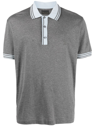Billionaire Logo-jacquard Polo Shirt In Grey