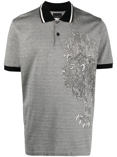 Billionaire Lion-print Polo Shirt In Black