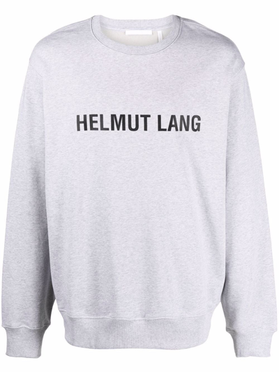 Helmut Lang Logo-print Long-sleeved Sweatshirt In Grigio