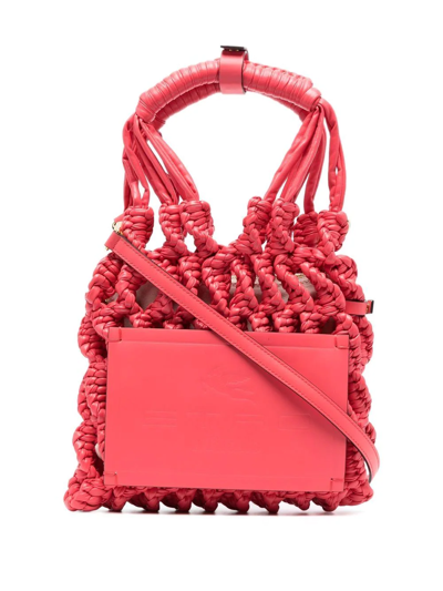 Etro Small Interwoven Tote Bag In Rosa