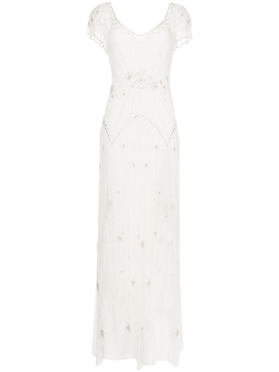 Jenny Packham Kenzy Crystal-embellished Gown In White