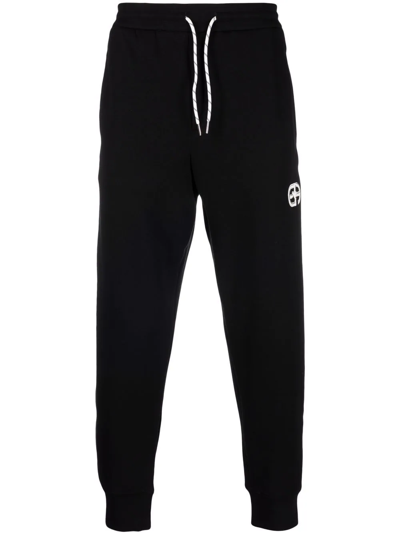 Emporio Armani Embroidered-logo Detail Track Trousers In Black