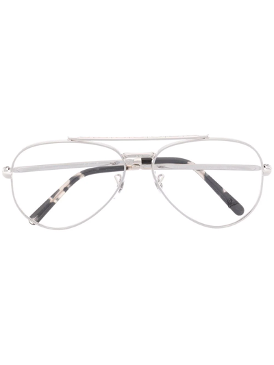 Ray Ban Aviator-frame Optical Glasses In Silver