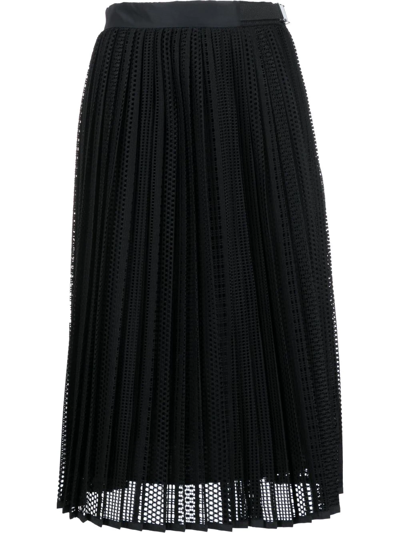 Moncler Pleated Midi Skirt In Black