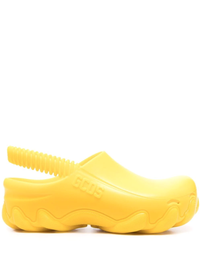 Gcds Embossed-logo Slingback Clogs In Yellow