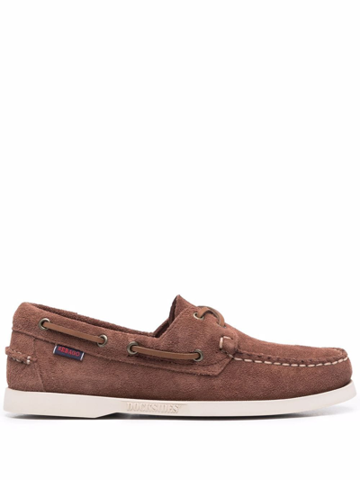 Sebago Front Lace-up Detail Boat Shoes In Brown