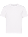 Prada Mens White Logo-embroidered Slim-fit Stretch-cotton T-shirt Xl In Weiss
