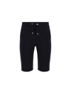 Balmain Logo Flocked Organic Cotton Sweat Shorts In Noir/blanc