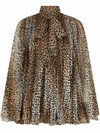 Dolce & Gabbana Leopard Print Pleated Mini Dress In Beige
