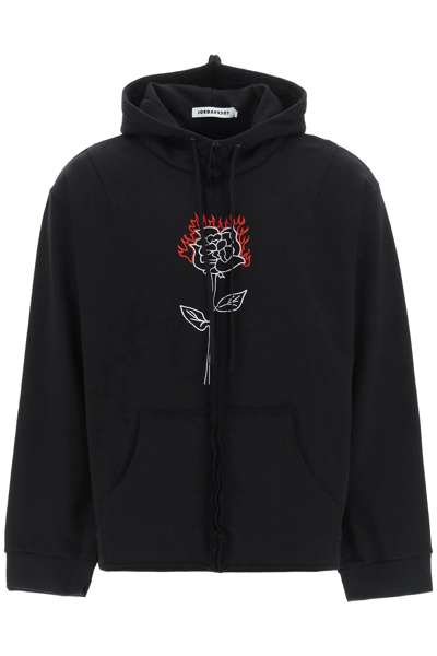 Jordanluca Tim Hooded Sweatshirt In Black,white,red