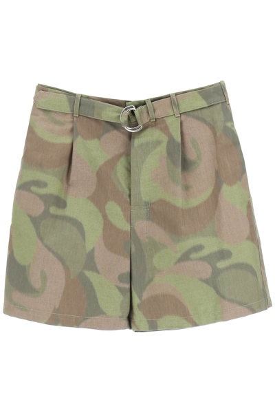 Marni Marled Canvas Bermuda Shorts In Multicolor