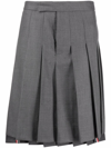 Thom Browne Asymmetric Hem Pleated Backstrap Skirt In Grau