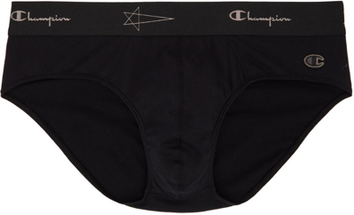 Rick Owens Black Champion Edition Organic Cotton Briefs In 09 Black