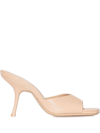 By Far Mora Leather Stiletto Mule Sandals In Neutrals