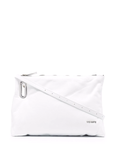 Vic Matie Katrin Leather Clutch Bag In Weiss