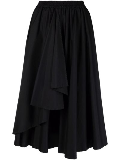 Barena Venezia Barena Elasticated Waist Asymmetric Midi Skirt In Black