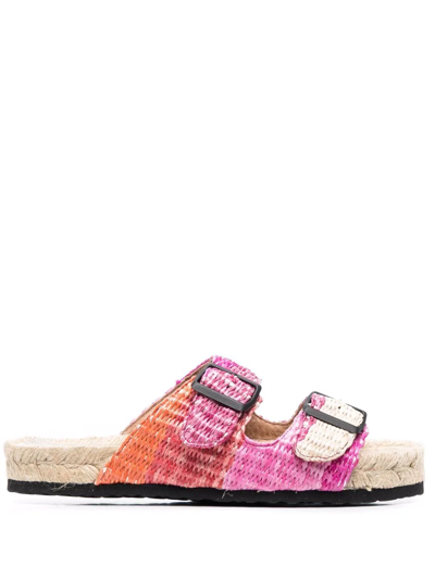 Manebi Yucatan Double-strap Jute Sandals In Pink Comb