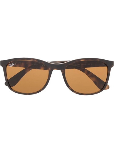 Ray Ban Tortoise Square-frame Sunglasses In Braun