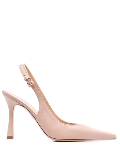 Roberto Festa Sling-back Leather Mules In Nude